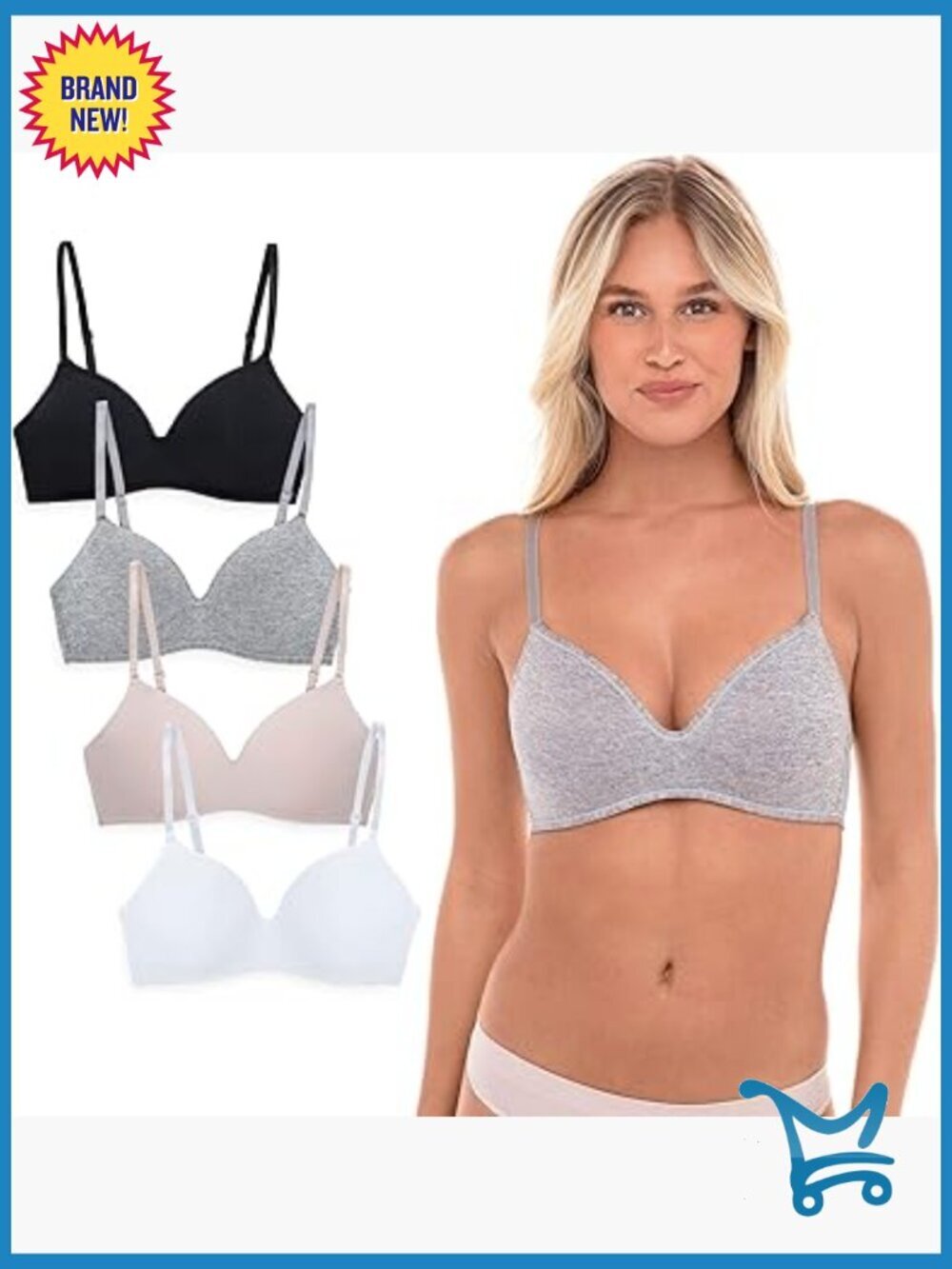 4 Pack Wirefree Bra - Women's Flexible Soft Foam Wireless T Shirt Bra Value Pack